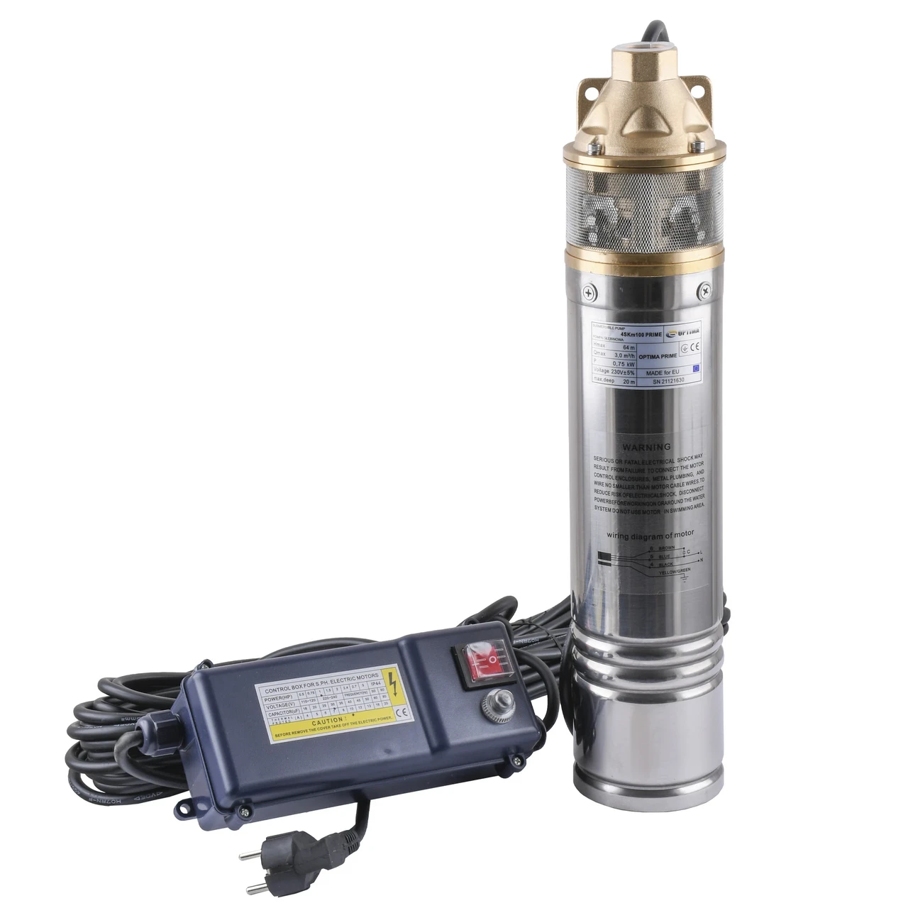 Насос скважинный вихревой Optima 4SKm100 Prime пульт 0,75 кВт кабель 20 м (24716940660