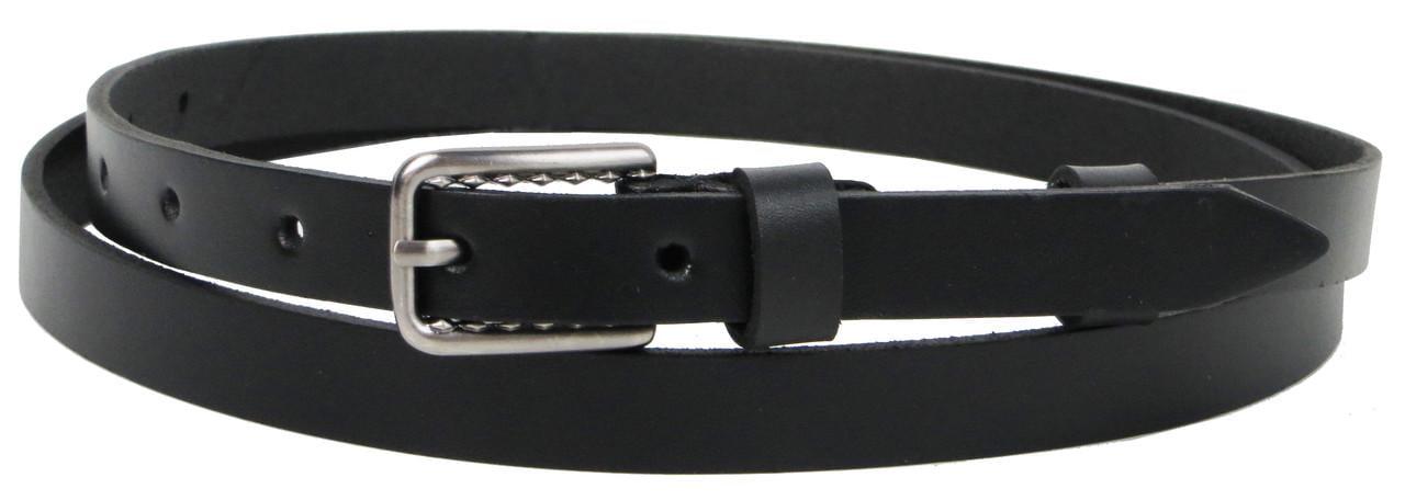 Ремень узкий женский кожаный Skipper 1484-15 Черный