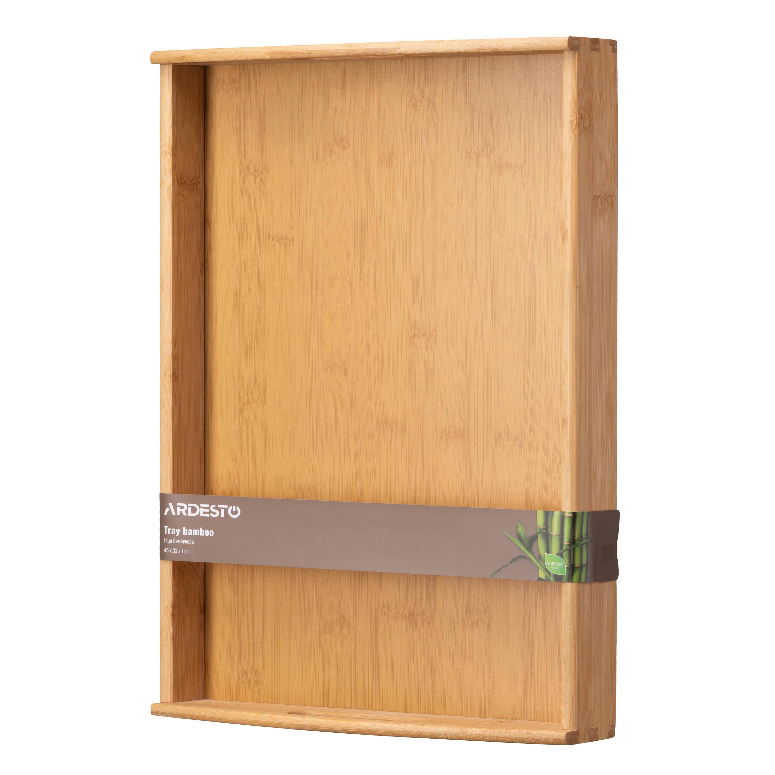 Таця Ardesto AR1445BM Midori прямокутний з ручками бамбук 45х33х7 см (113636d2) - фото 4 Таця Ardesto AR1445BM Midori прямокутний з ручками бамбук 45х33х7 см (113636d2) - фото 4