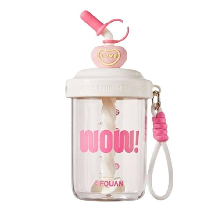 Шейкер с венчиком и трубочкой для фитнеса и коктейлей 580 мл Белый (2695732877)