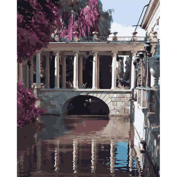 Картина по номерам Strateg Города Мостик через воду 40х50 см в термопакете (VA-3221-mt)