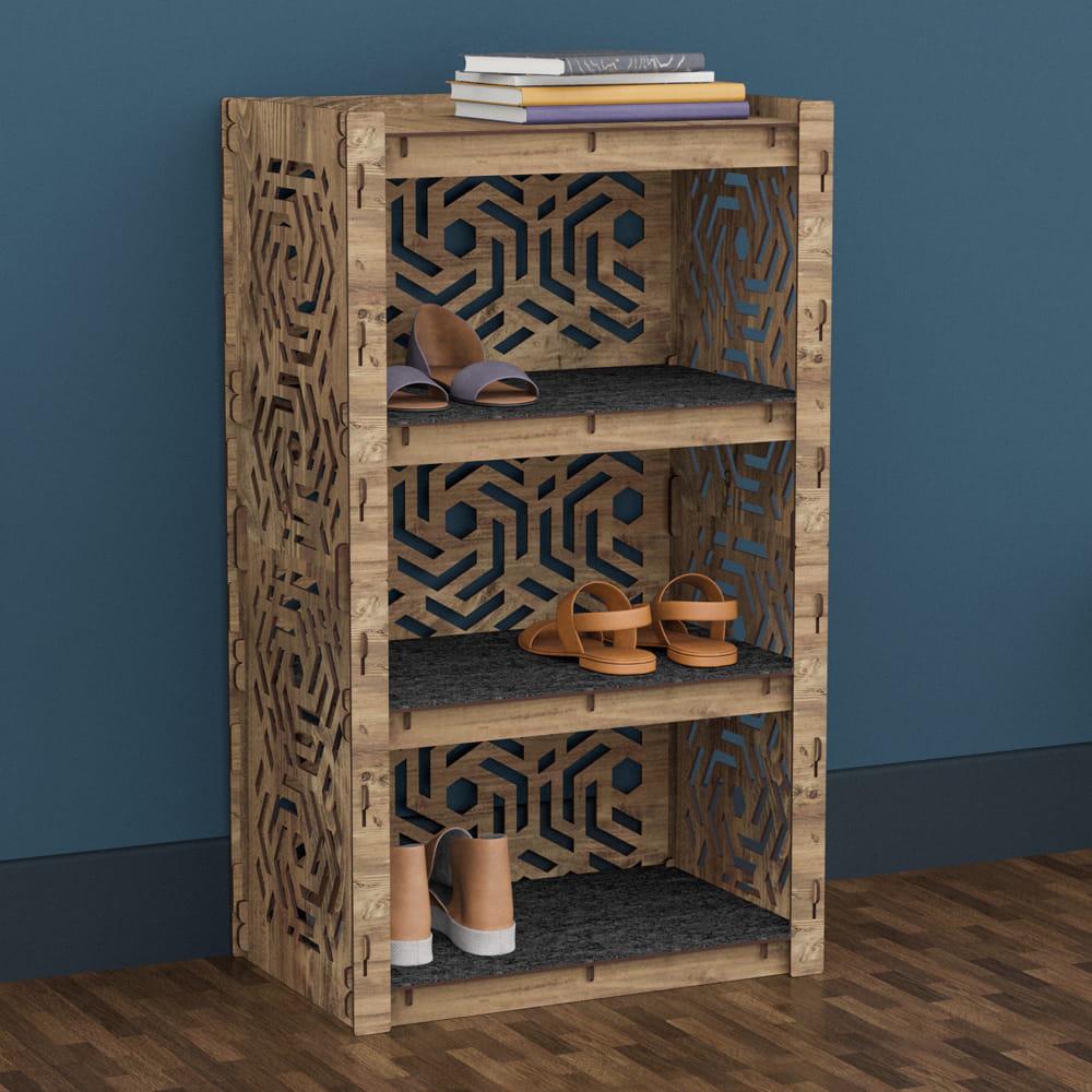 Полка для обуви деревянная Hexagonica Chevron на 4 полки 900х528х345 мм (111163) - фото 2