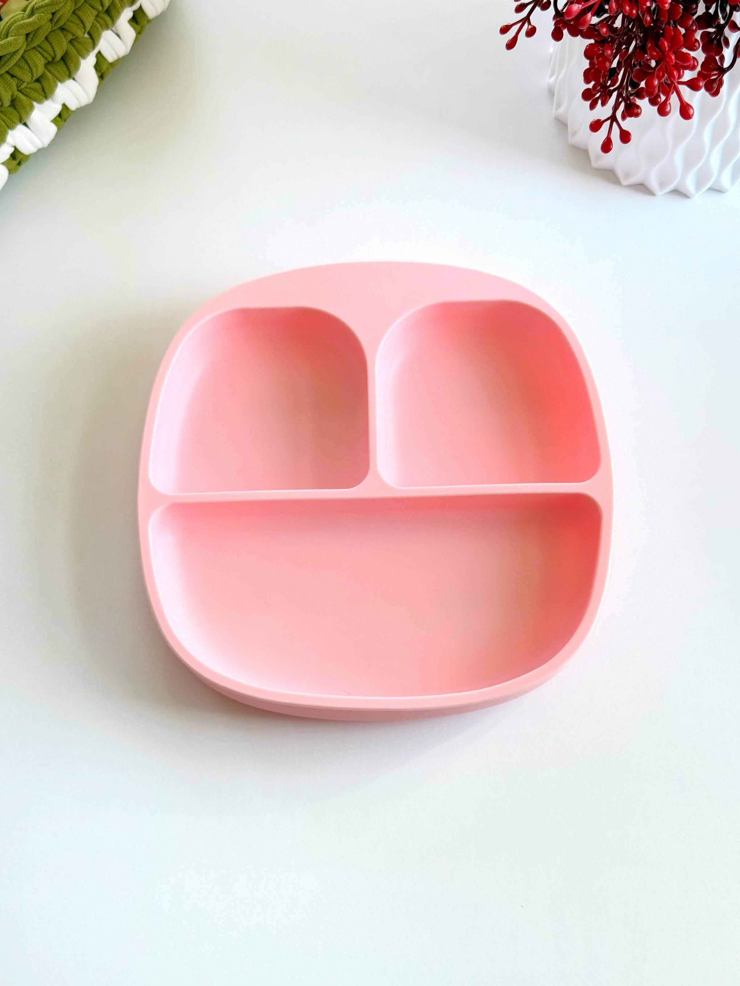 Тарелка силиконовая на присоске квадратная 3 секции Розовый (28056752)