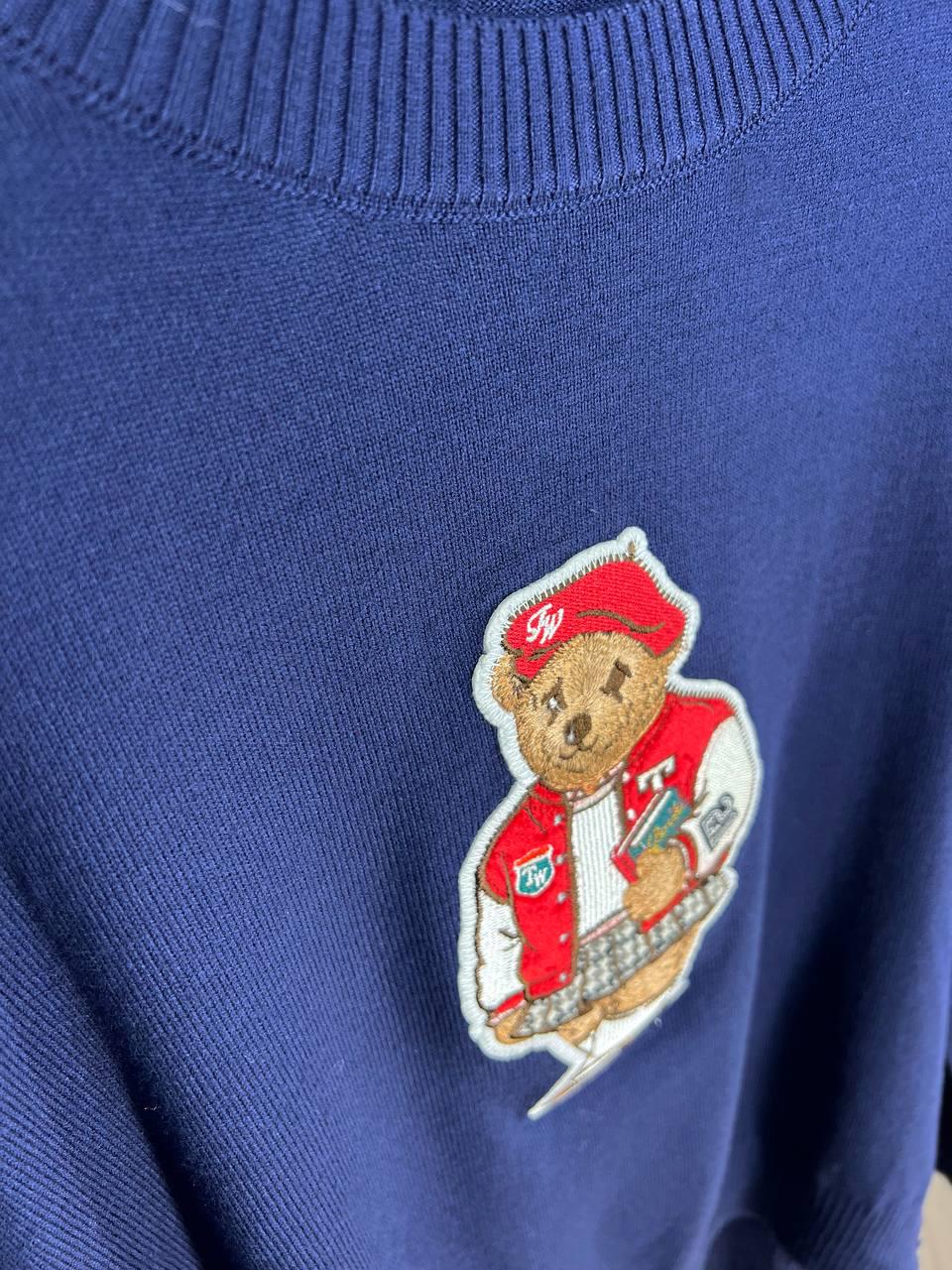 Светр жіночий A-N 2609 базовий тонкий Ведмедик середня довжина OS Червоний/Темно-синій (3737) - фото 6