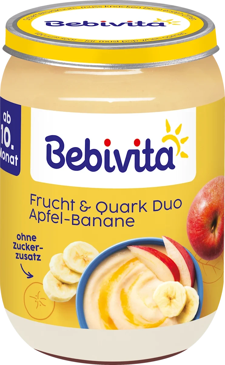 Пюре фруктово-йогуртовое Bebivita с БАНАНОМ и ЯБЛОКОМ для детей с 10 месяцев 160 г (2939300712)