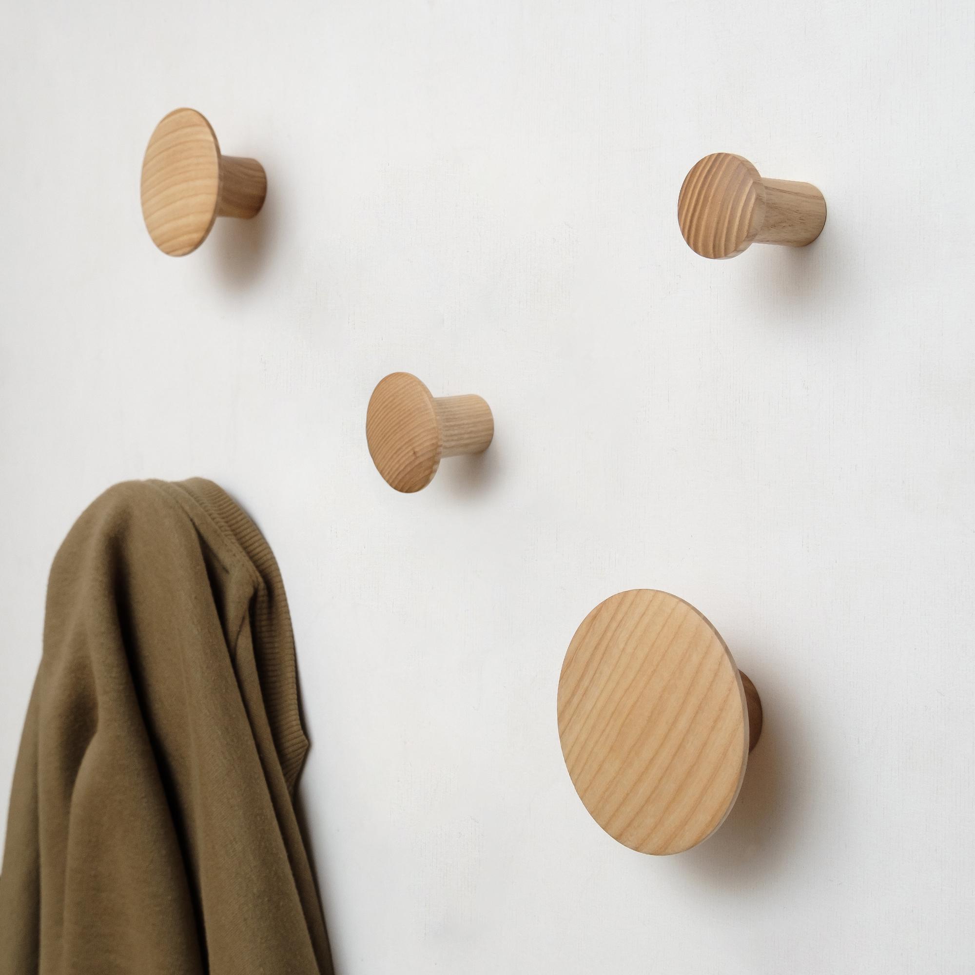 Набор деревянных мебельных крючков для одежды ø 35-120 мм 5 шт. Ясень (50463) - фото 3