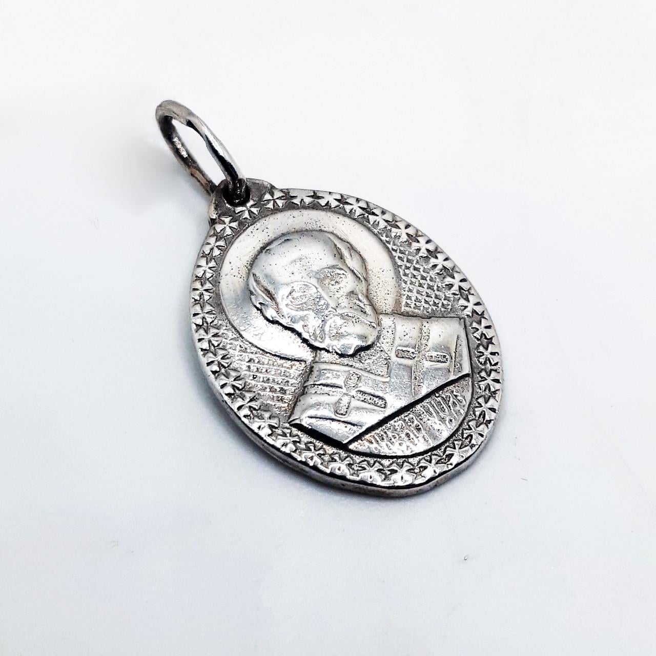 Підвіска срібло ікона святий Миколай овал 925° 4,30 г (3173)