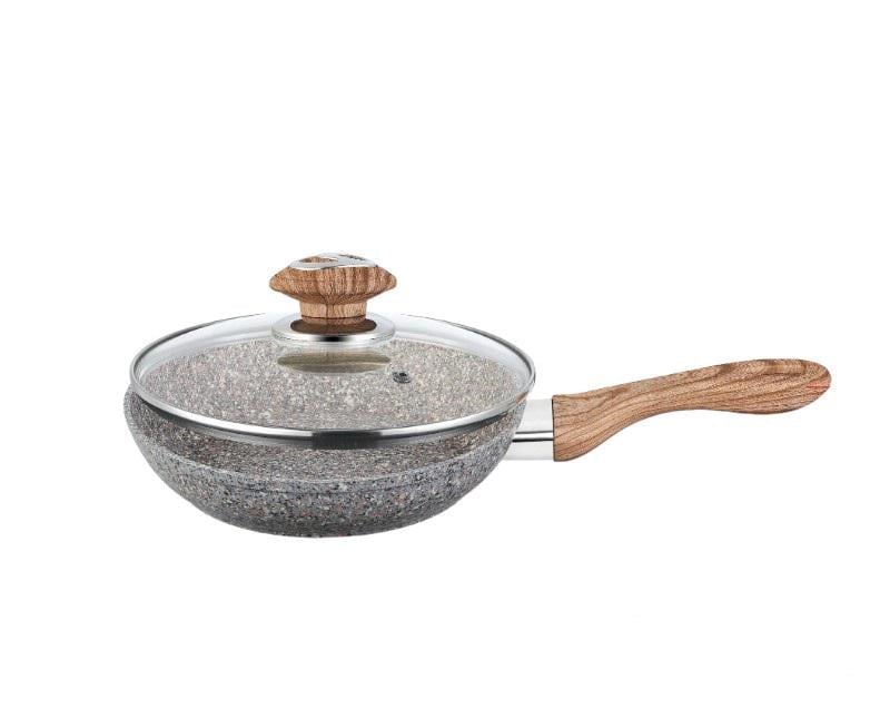 Сковорода с крышкой Benson BN-540 с антипригарным гранитным матовым покрытием 28 см (14818466)