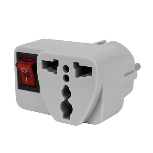 Переходник с US/UK/AU на EU вилку с выключателем универсальный (990-aa98f)