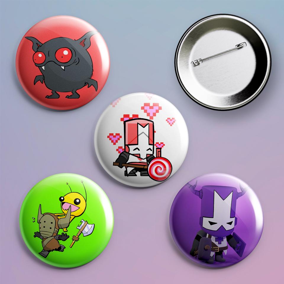 Значки на рюкзак с принтом игры Castle Crashers 4 шт.