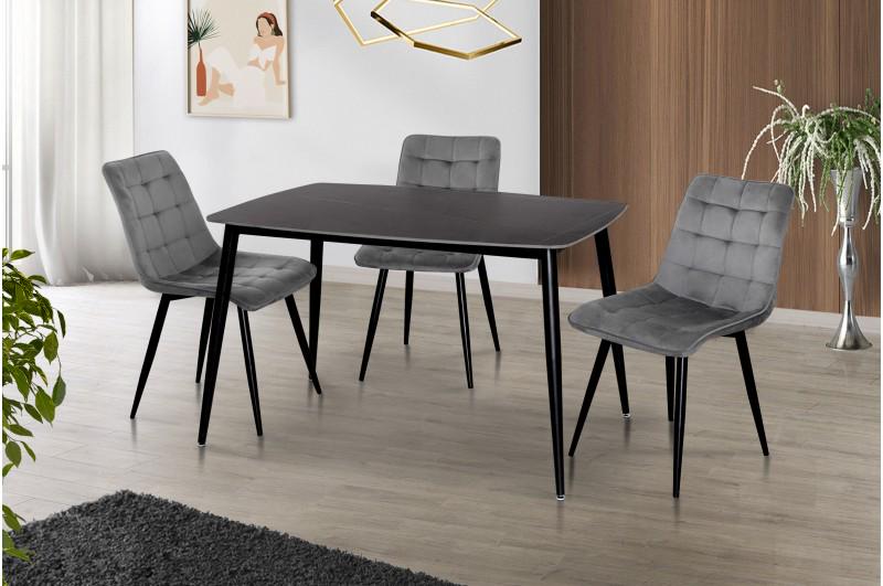 Обеденный стол Мікс Меблі Kiparis 1200x800x760 мм Черный/Черный мрамор