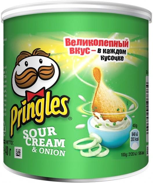 Чипси Pringles Sour Cream & Onion Сметана та цибуля 40 г 8 шт.