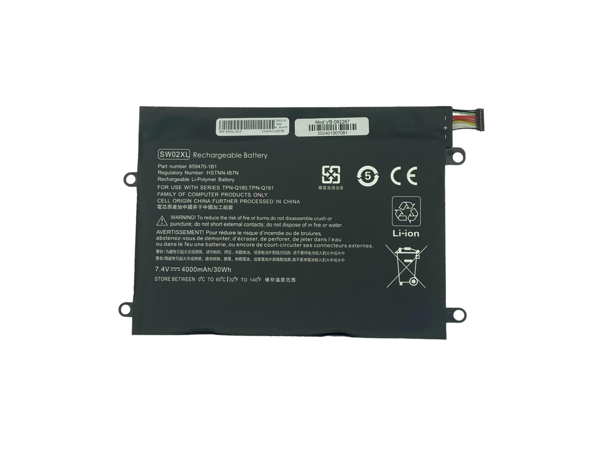 Аккумулятор для ноутбука HP HSTNN-IB7N Notebook X2 10-P010CA 7,4V 4000 mAh OEM Black