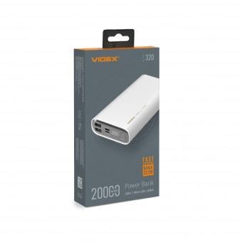 Павербанк VIDEX VPB-320 22.5W QC+PD White 20000mAh
