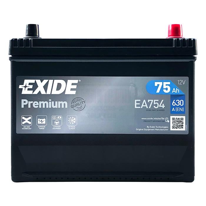 Аккумулятор автомобильный EXIDE Premium EA754 EN 6СТ-75Ah АзЕ ASIA 630A (4784)