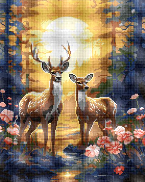 Алмазная мозаика Ideyka Грациозные олени с голограммными стразами AB 40x50 см (Id-AMO7997)