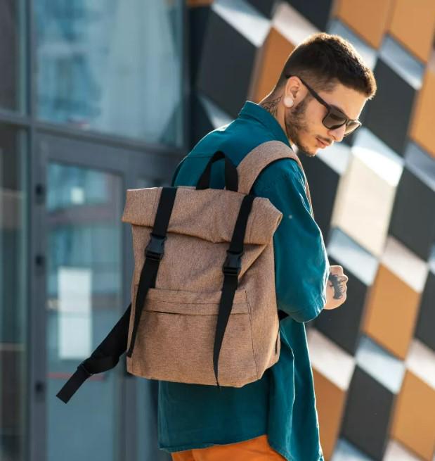 Рюкзак мужской Sambag RollTop Milton тканевый Коричневый (18228011e) - фото 4