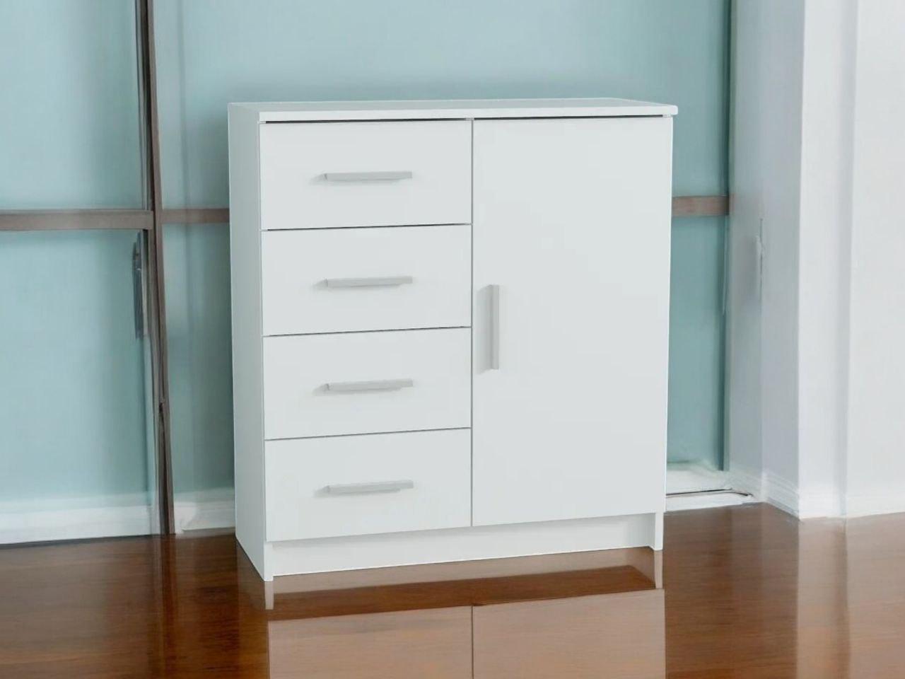 Комод для речей на 4 шухляди з дверима Білий (P93) - фото 2 Комод для речей на 4 шухляди з дверима Білий (P93) - фото 2