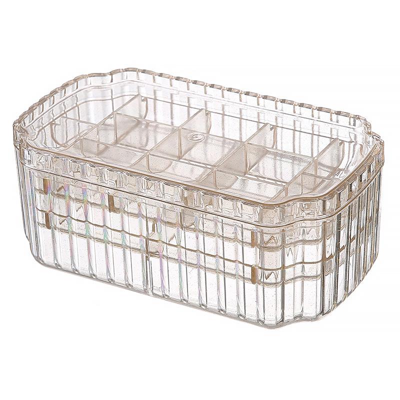 Шкатулка 3351 для украшений и ювелирных изделий трехуровневая 19х11х7,5 см Прозрачный