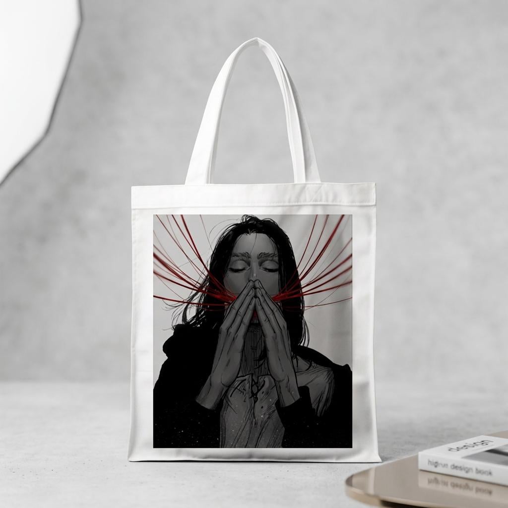 Сумка-шопер Attack on Titan Эрен Егер из габардина Белый (11417)