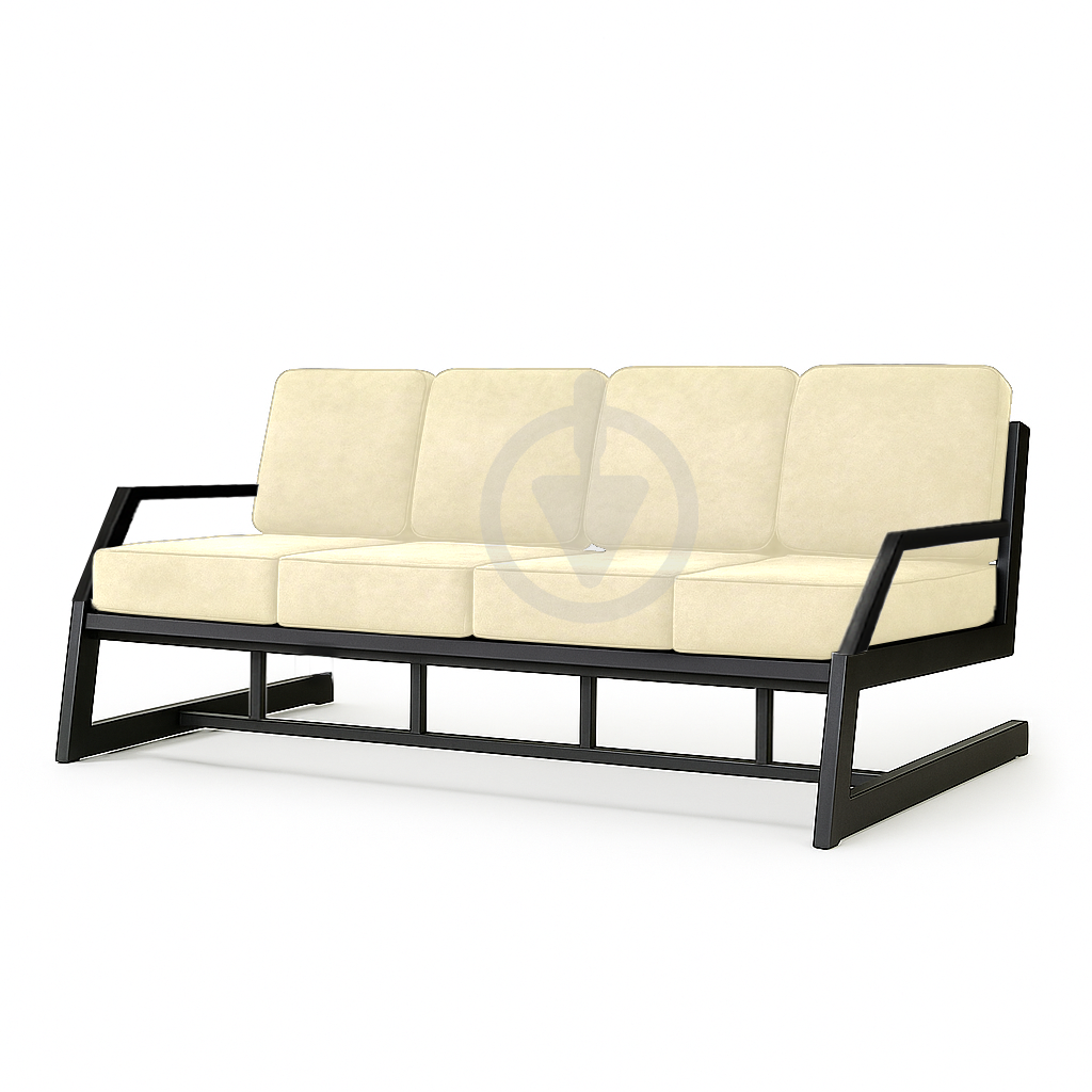 Диван металлический AVVS Атлас с подлокотниками лофт оксфорд 206 см Бежевый