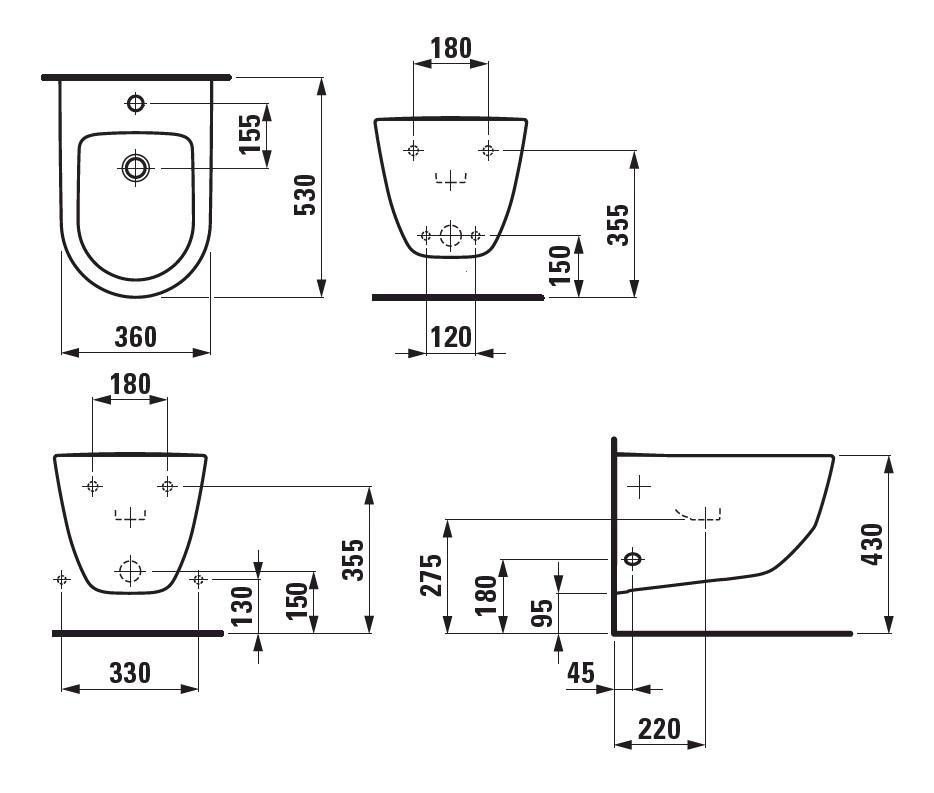 Біде підвісне Laufen Pro (H8309520003041) - фото 3 Біде підвісне Laufen Pro (H8309520003041) - фото 3