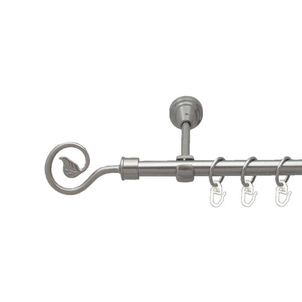 Карниз Orvit Лукка металевий однорядний відкритий гладка труба кільце металеве 16 мм 200 см Нержавіюча сталь (5503037)