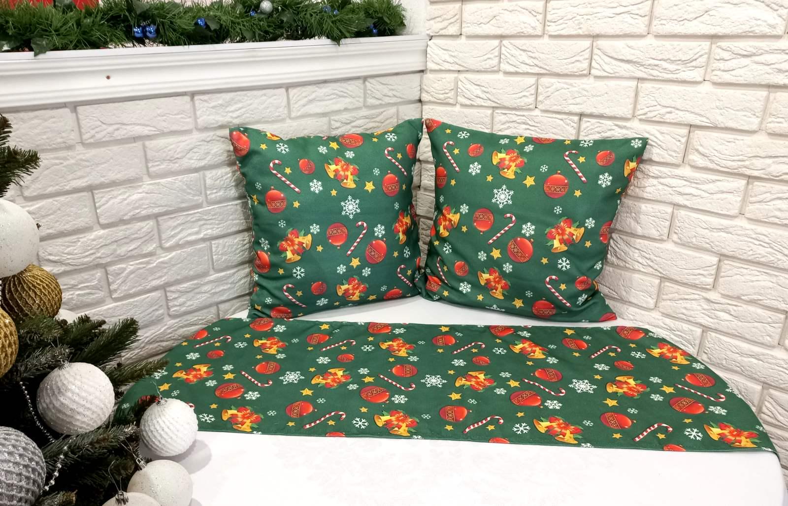 Набор новогодний Print дорожка 35х145 + 2 наволочки 45х45 Yesil (CN11193)