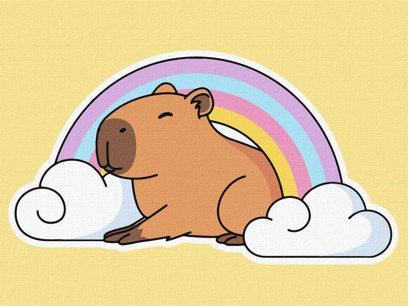 Картина по номерам Ideyka Капибара и радуга 30x40 см (Id-KHO6747)