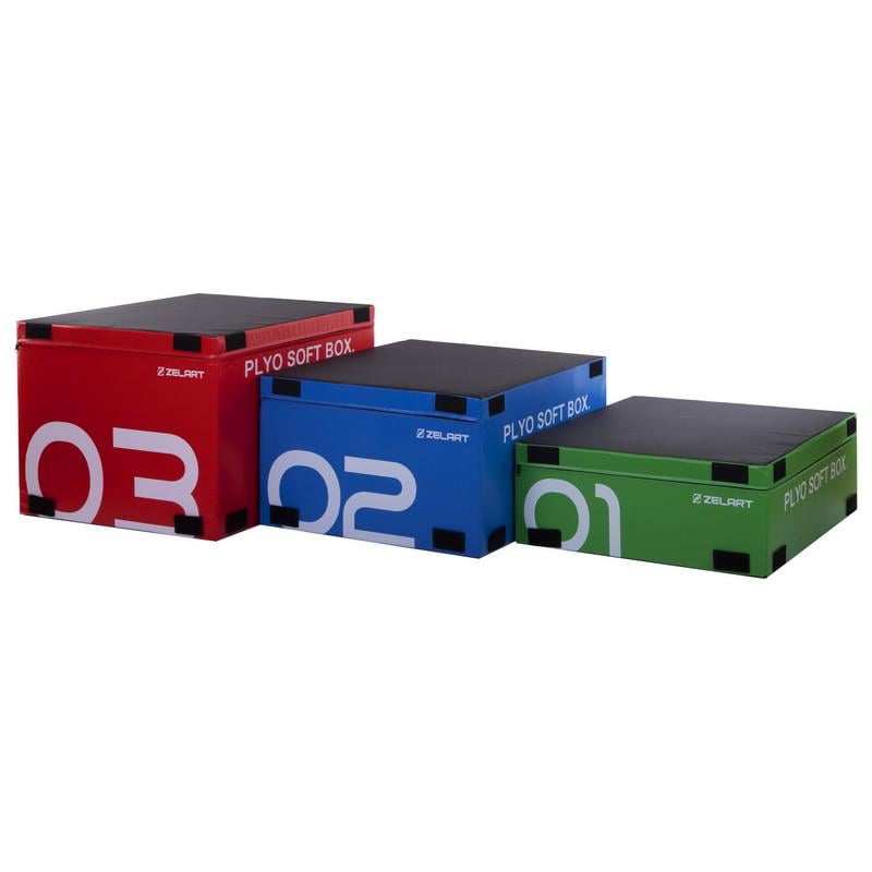 Бокс мягкий плиометрический набор Zelart PLYO BOXES FI-3635 3 шт. 90х75х30/45/60 см Зеленый/Синий/Красный (NA004392) - фото 5