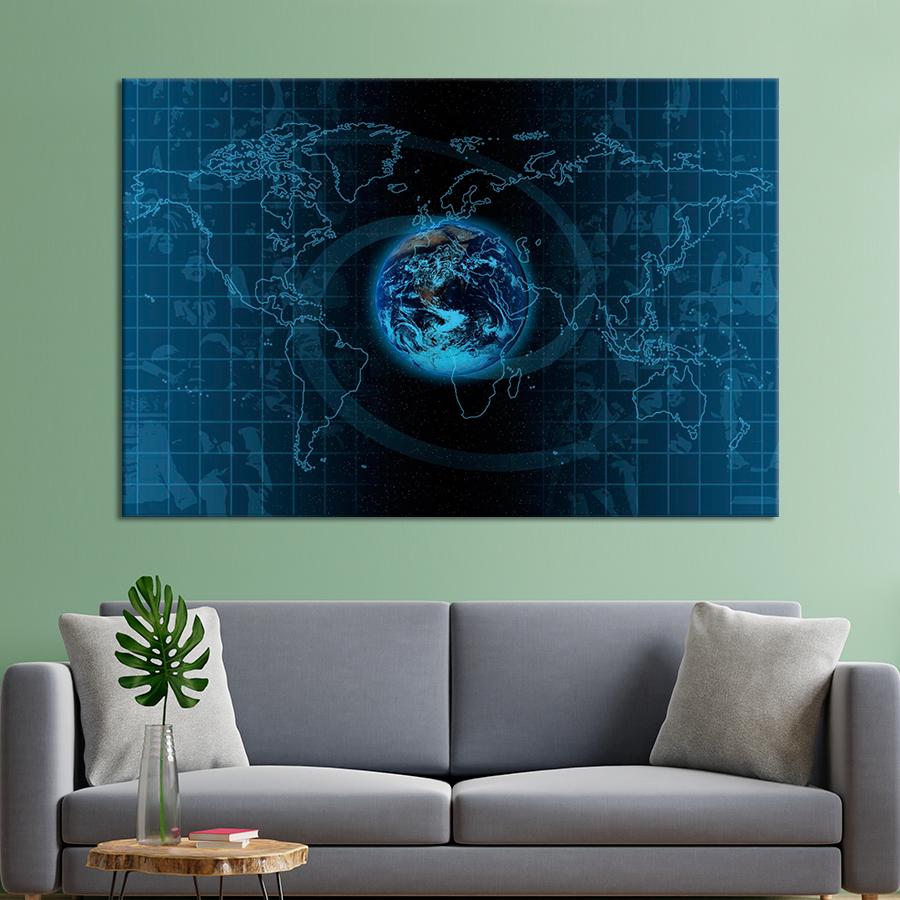 Картина карта Цифровая планета Земля 80x54 см (A1322-1)
