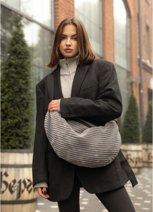 Женская сумка хобо Sambag меховая Графит (729058428)