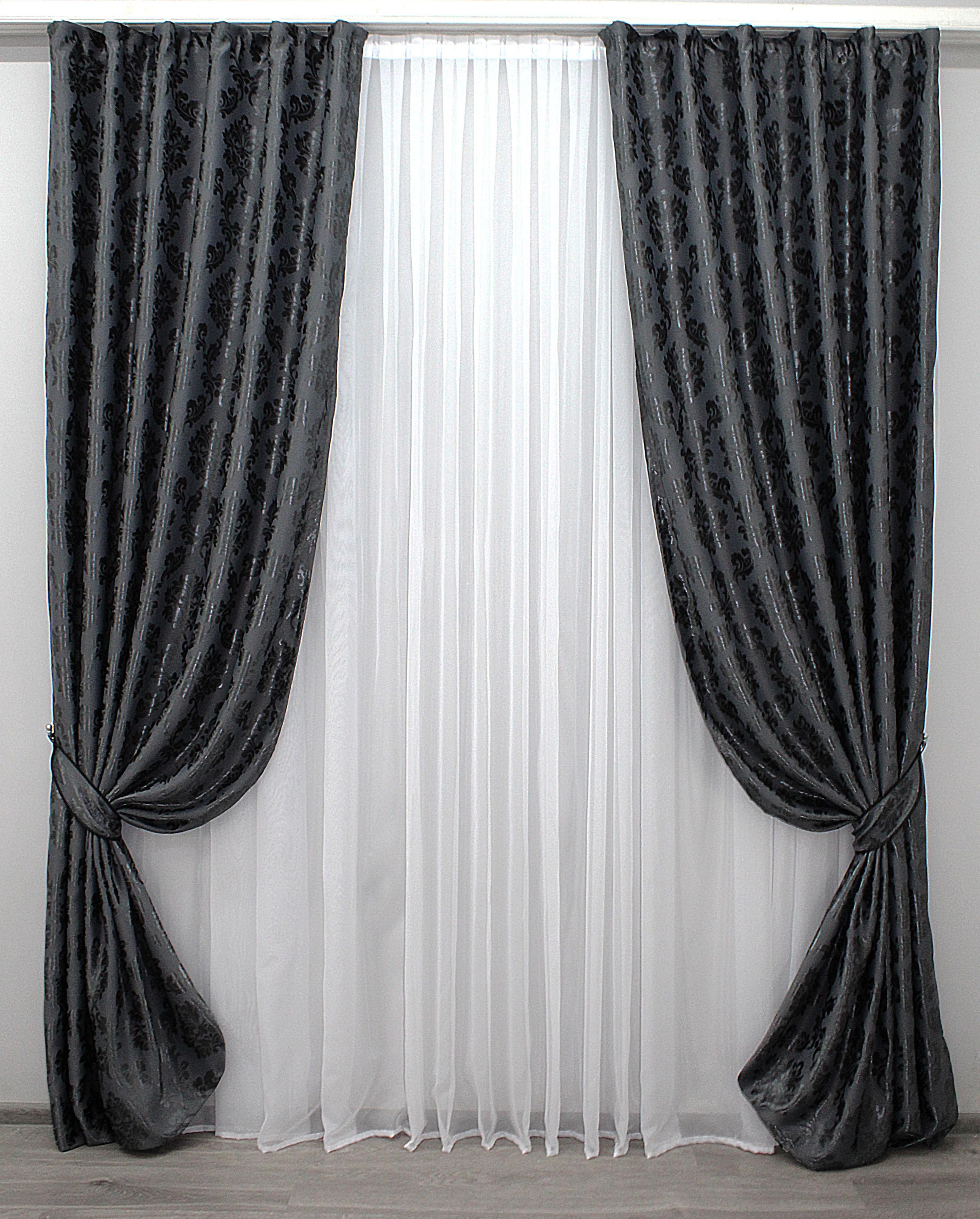 Комплект штор VR-Textil № 987ш блэкаут 150х270 см 2 шт. Графитовый (30-791)