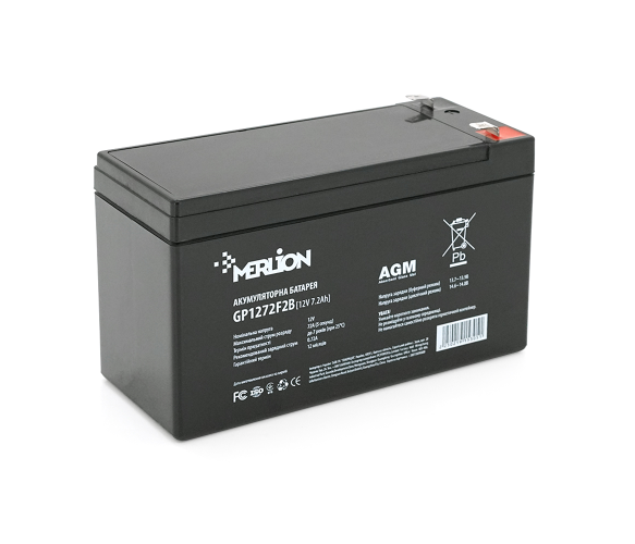 Батарея аккумуляторная MERLION AGM GP1272F2 12 V 7,2 Ah 150 x 65 x 95 100 1,9 кг White Q10r (2246502823)