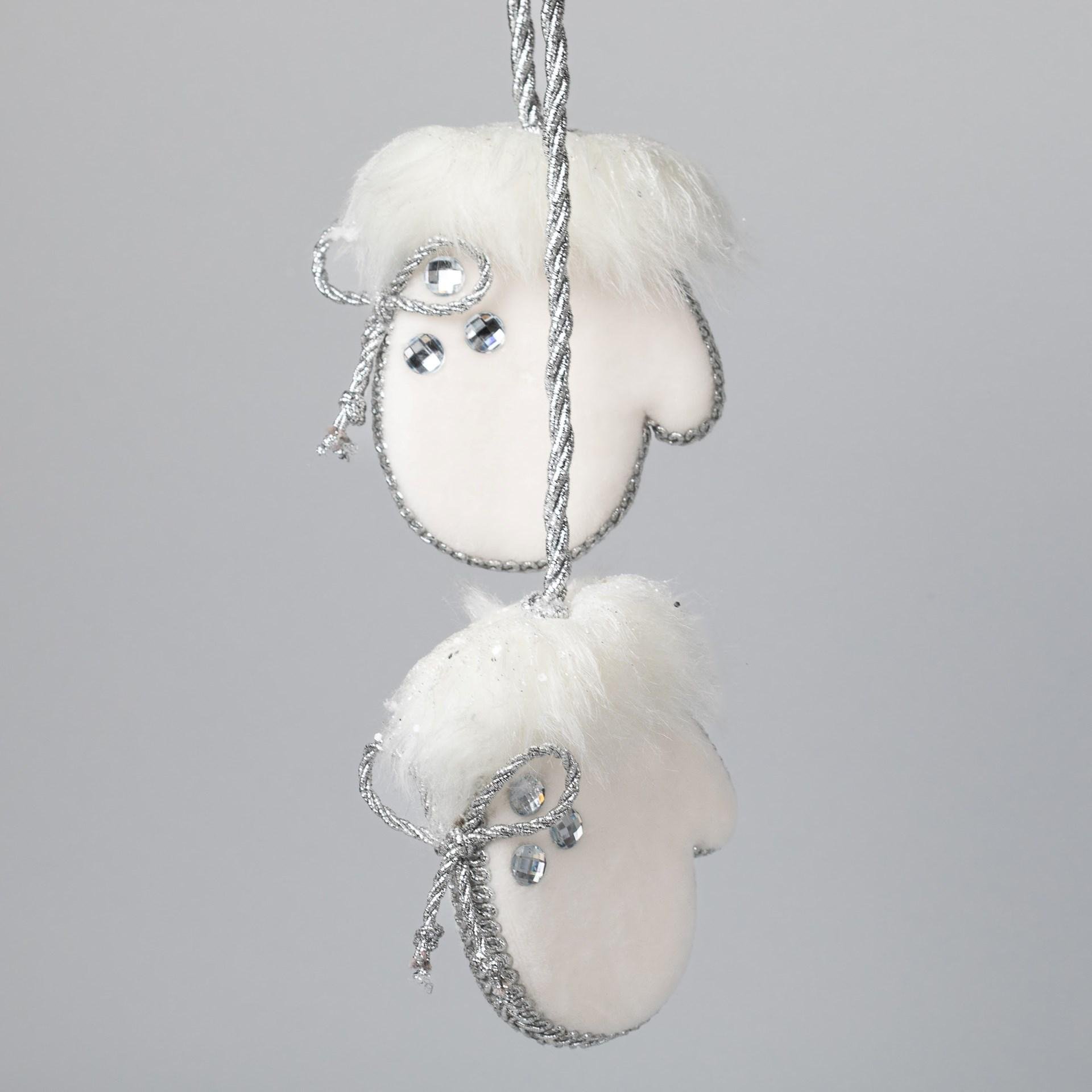 Іграшка на ялинку Флоріаль "Лунарія" рукавички малятко 8 см Білий/Сірий (2603)