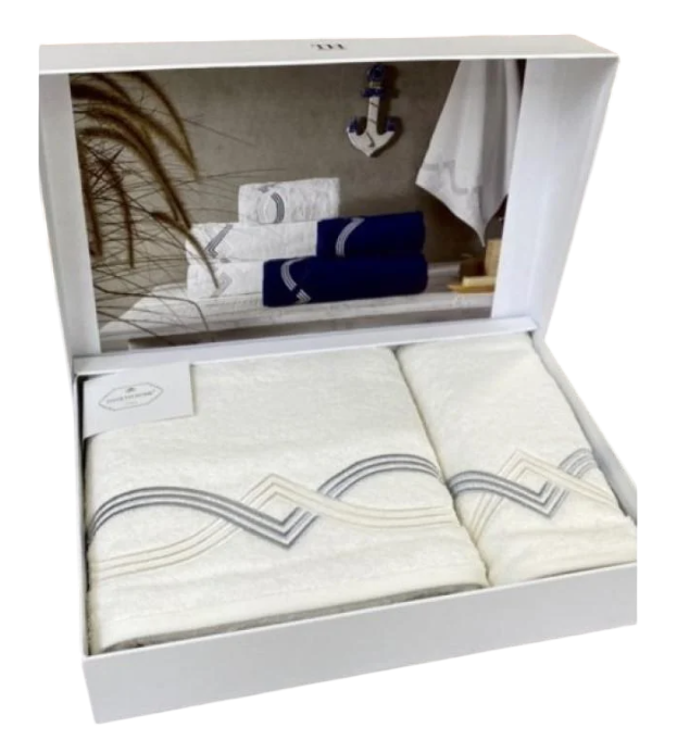 Набор полотенец Tivolyo Home Cross k.beyaz/gri 50x100/75x150 см (2000022281444)