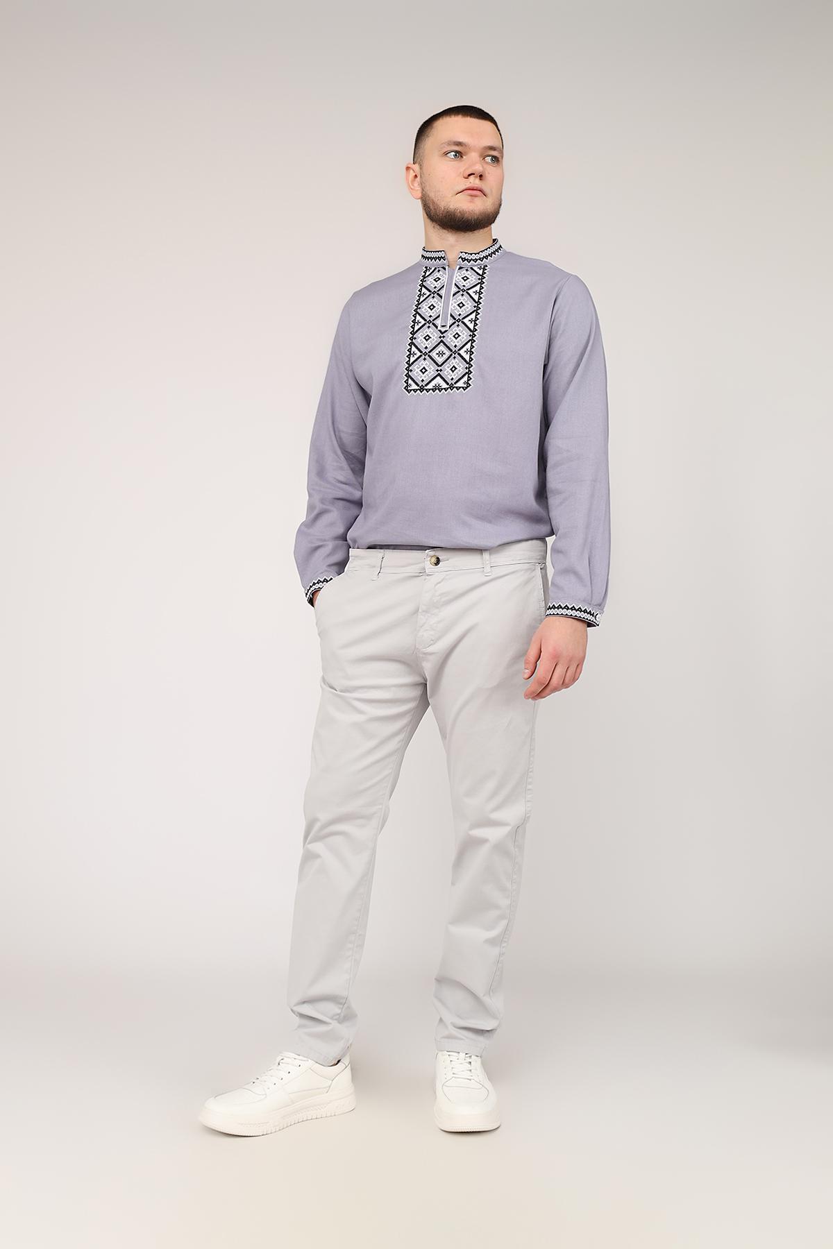 Вышиванка мужская ЦБ-00274638 54 см Серый (SKT001059106) - фото 5 Вышиванка мужская ЦБ-00274638 54 см Серый (SKT001059106) - фото 5