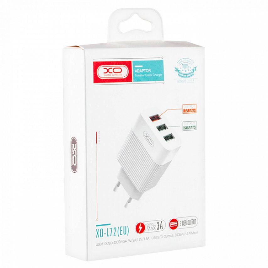 Сетевое зарядное устройство XO L72 3 USB/USB 1 QC 3A/USB 2/3 2,1A White - фото 2