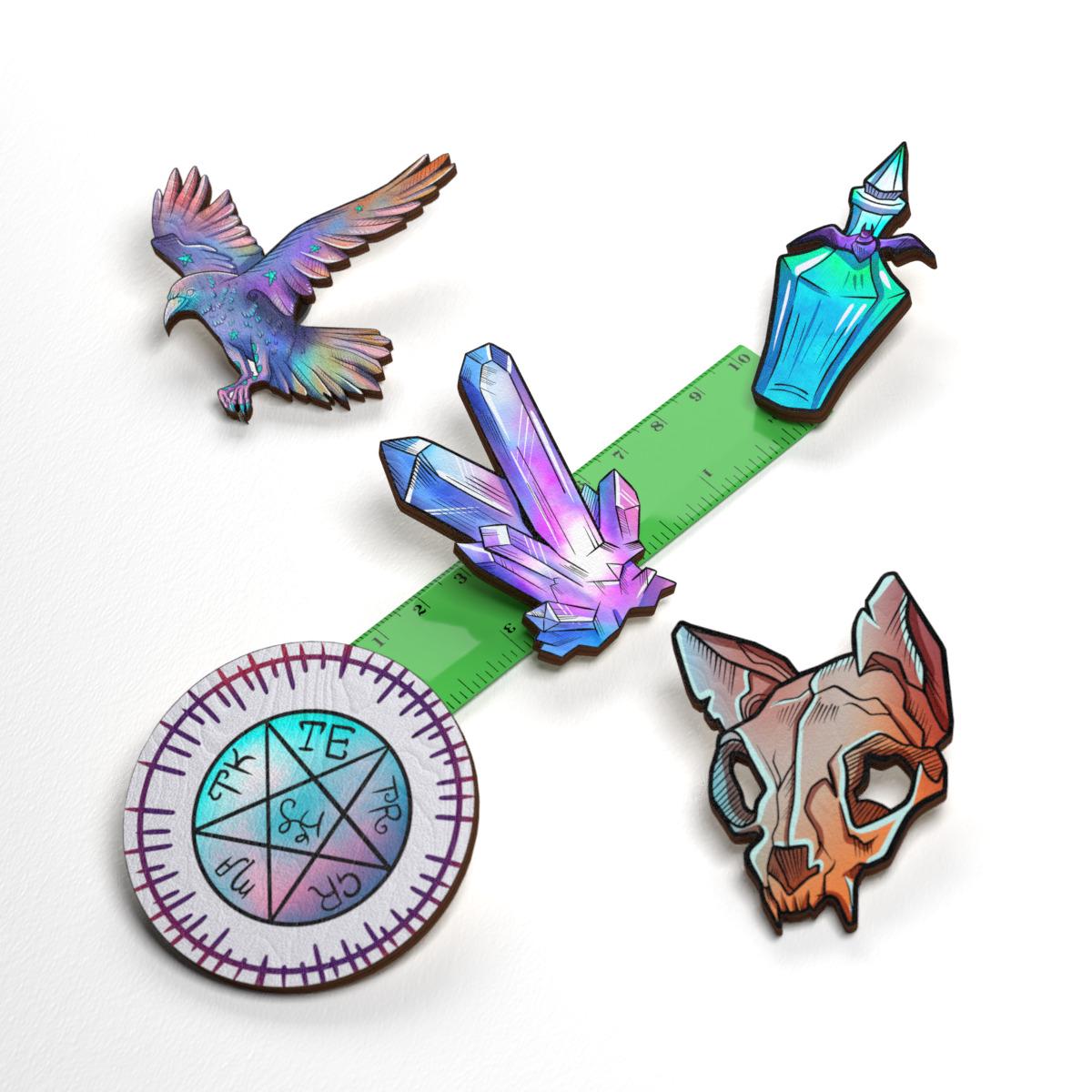 Набор значков Lex Altern Мистические символы из дерева 5 шт. - фото 2 Набор значков Lex Altern Мистические символы из дерева 5 шт. - фото 2