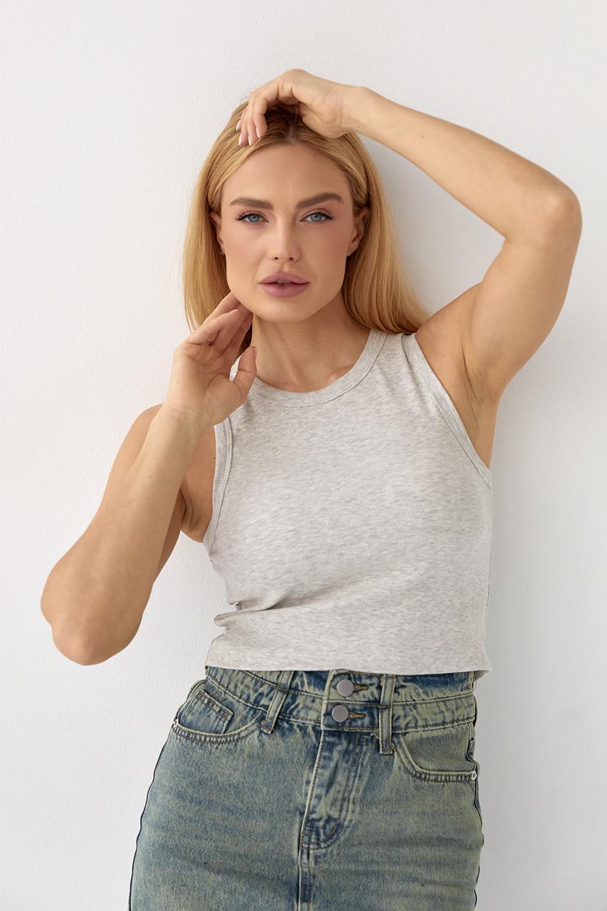 Кроп-топ жіночий у рубчик M Світло-сірий (10625206)