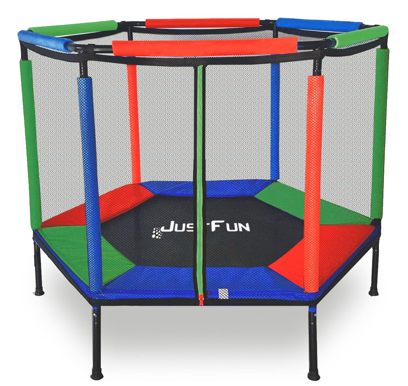 Батут-манеж Just Fun с защитной сеткой 140 см Синий/Зеленый/Красный (6909711)