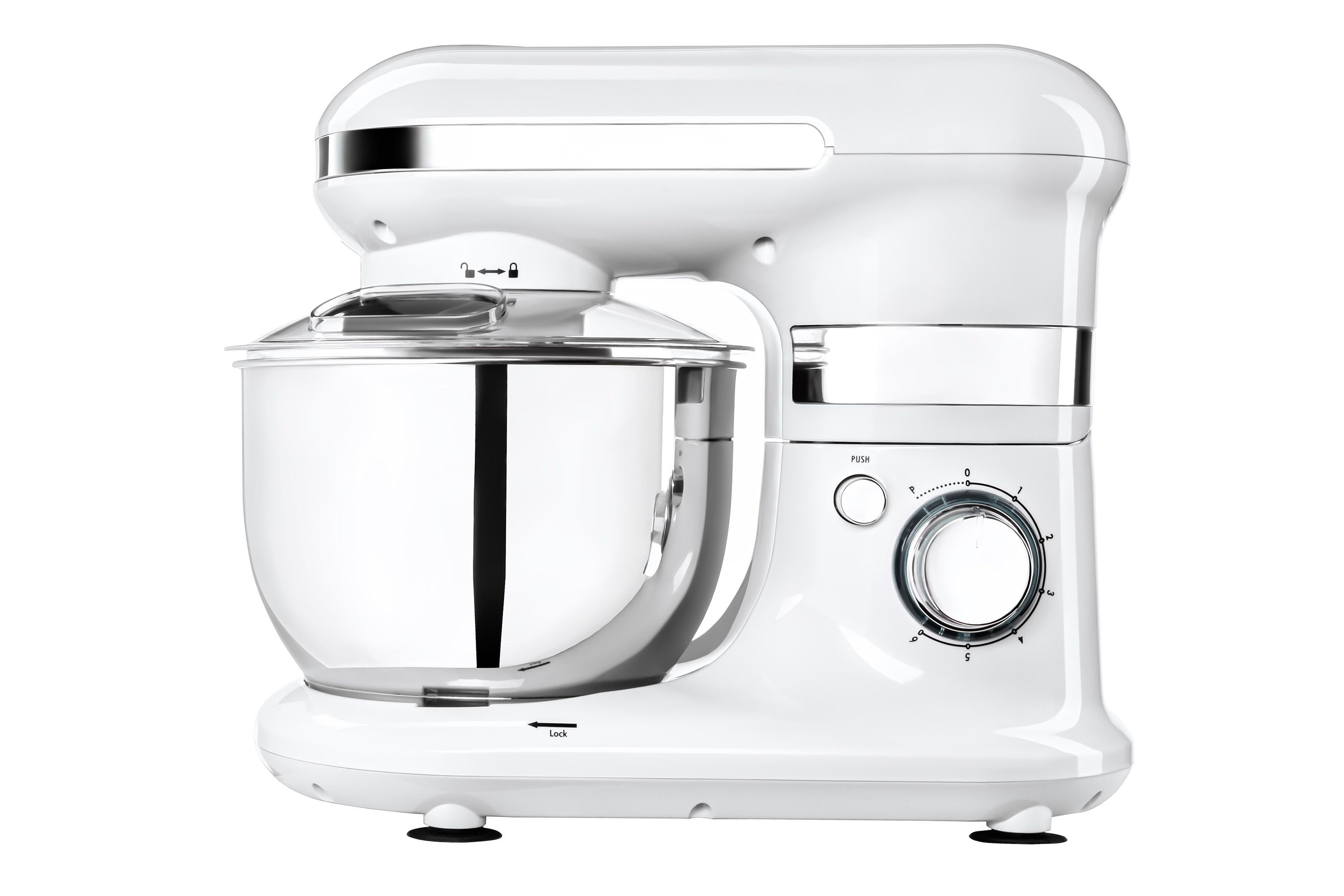 Миксер стационарный планетарный для взбивания и замешивания с металлической чашей 4 л 800 Вт 6 скоростей и режим Pulse Белый (KSTM-80401)