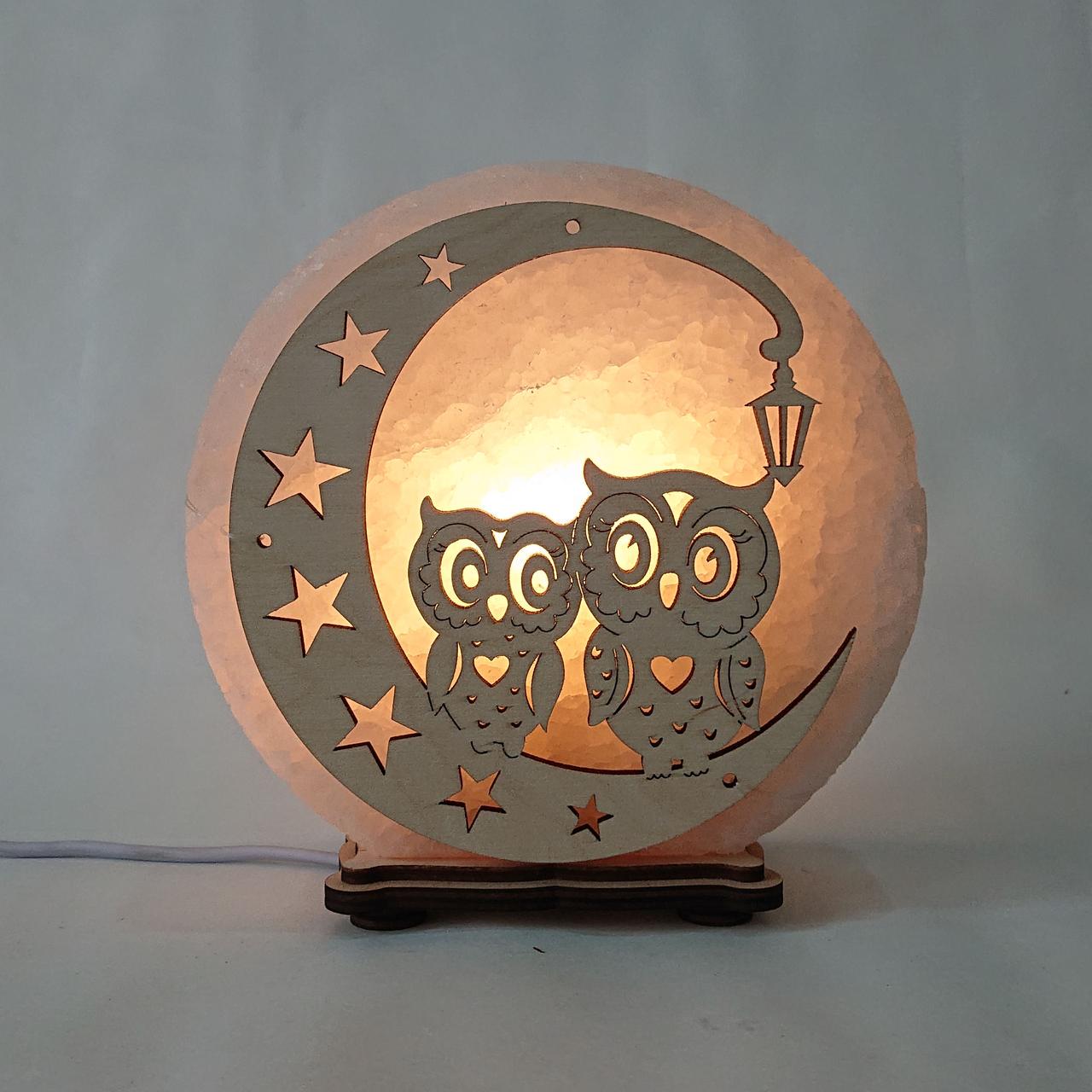 Соляной светильник Совы на Луне (КБ-00006-y)