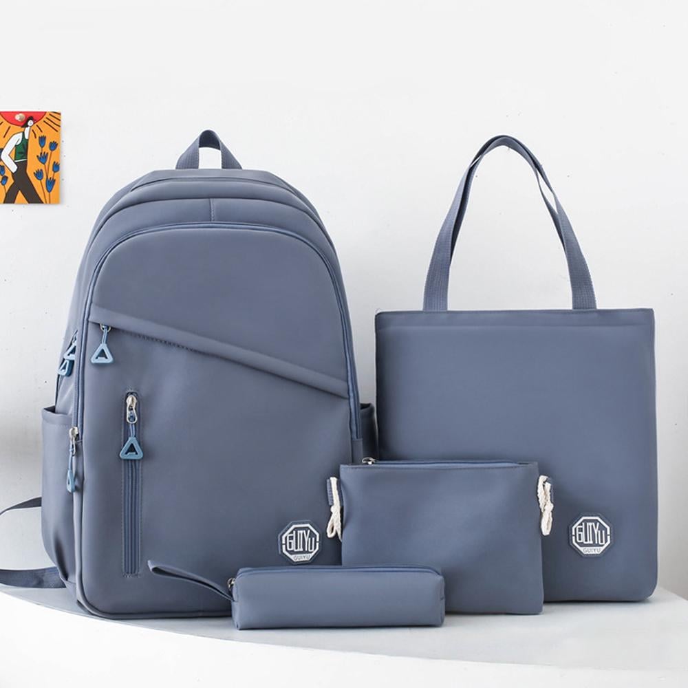 Рюкзак 4в1 с сумкой пеналом и косметичкой 43x30 см Голубой