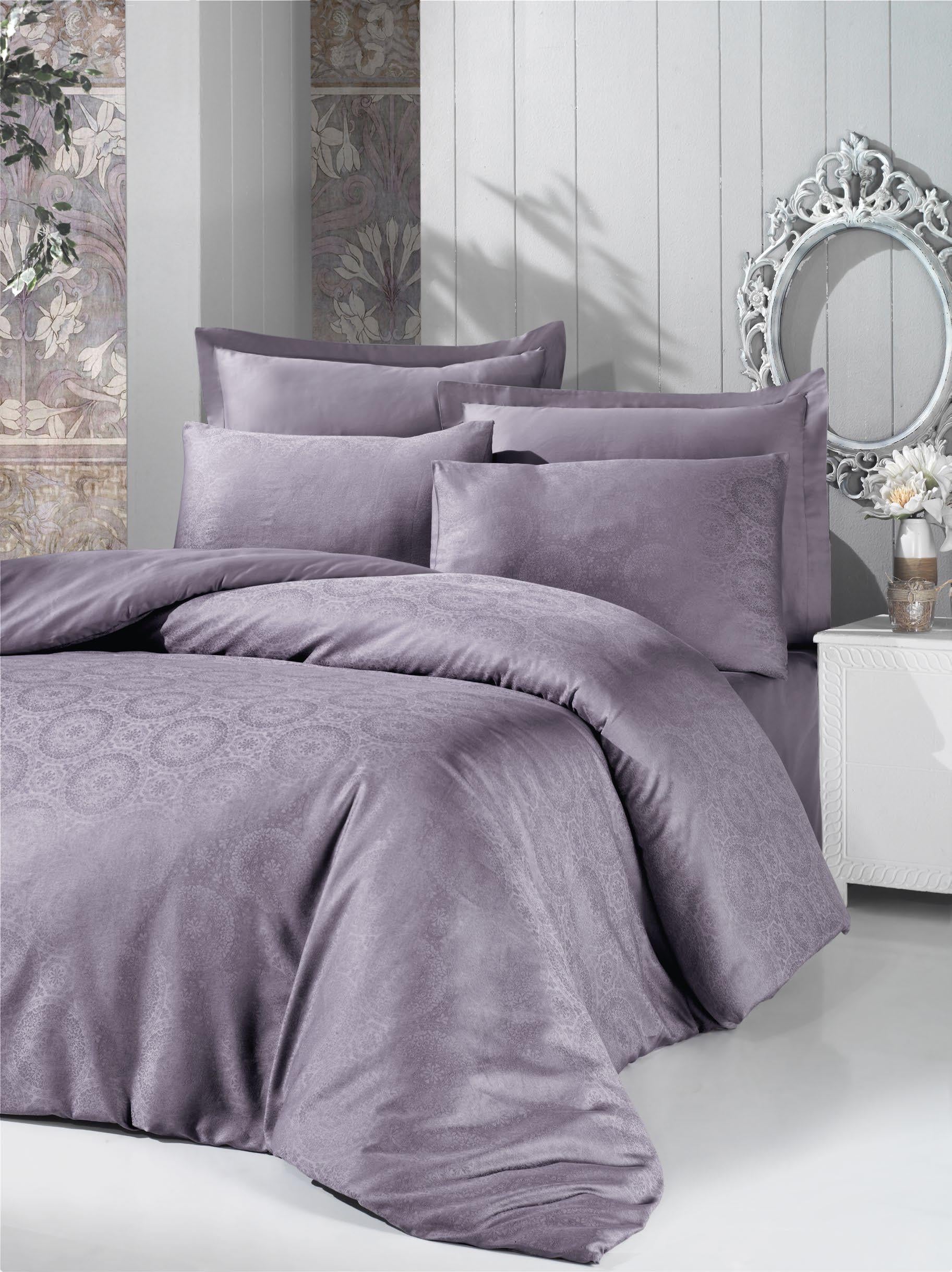 Комплект постільної білизни Victoria Deluxe Jacquard Sateen Valeria 200х220 см/50х70 см 2 шт./70х70 см 2 шт. Сірий