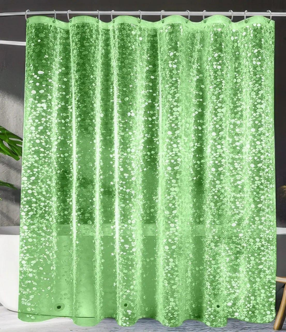 Шторка для ванной комнаты 3D-принт с 3-утяжелительными магнитами Прозрачно-зеленый (2388683337) - фото 3 Шторка для ванной комнаты 3D-принт с 3-утяжелительными магнитами Прозрачно-зеленый (2388683337) - фото 3