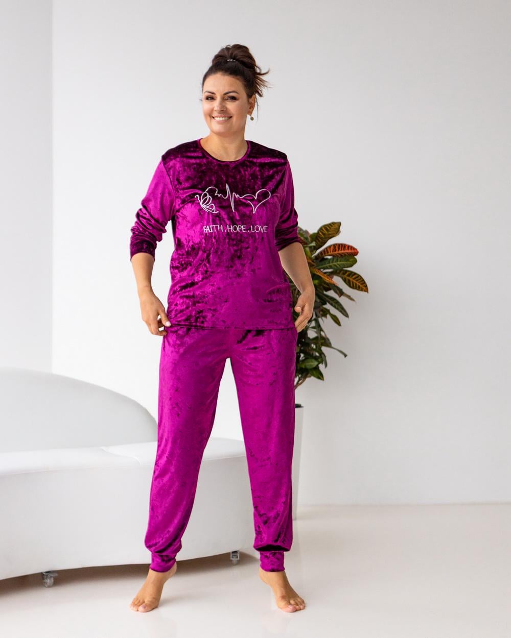 Пижама батальная со штанами мраморный велюр 3XL Баклажанный (87906) Пижама батальная со штанами мраморный велюр 3XL Баклажанный (87906)