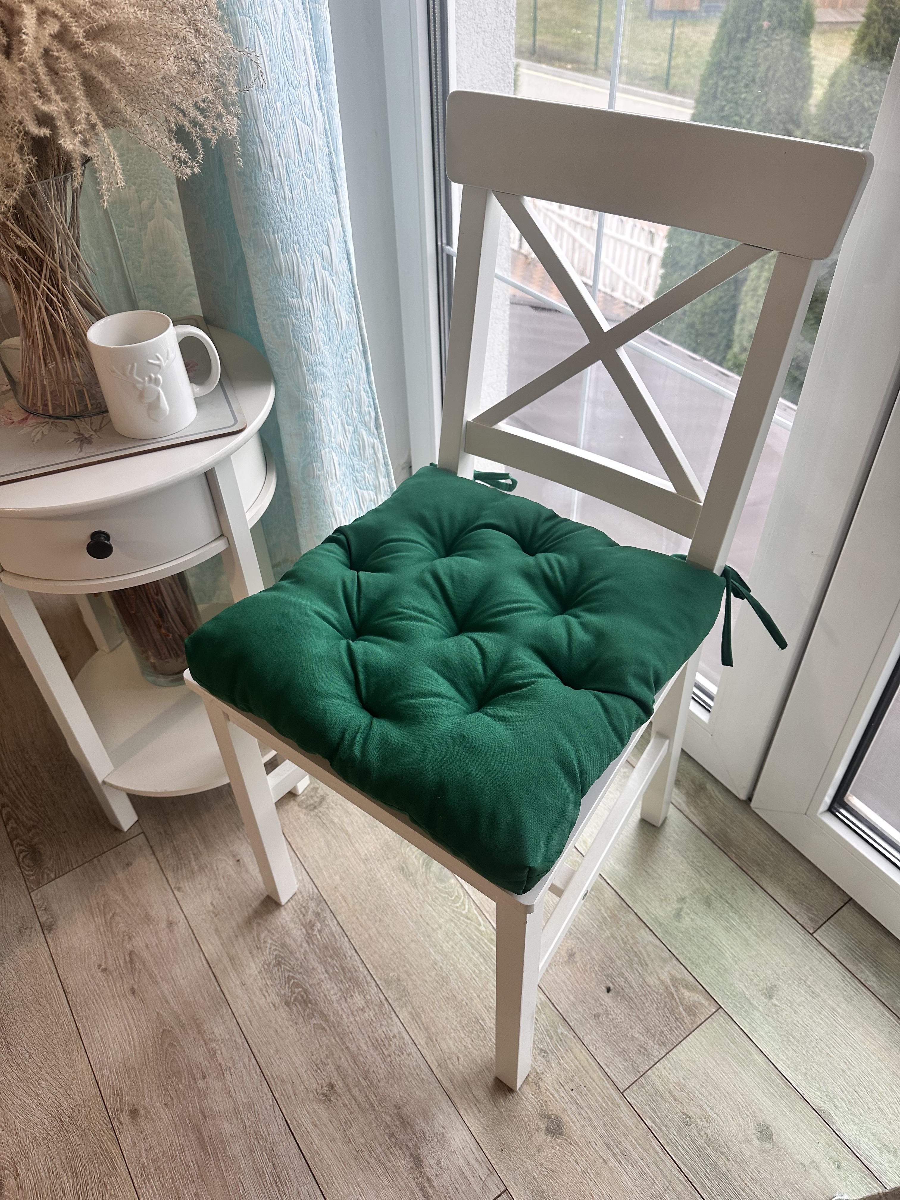 Подушка на стілець з зав'язками квадратна Color 40х40х5 см Зелений