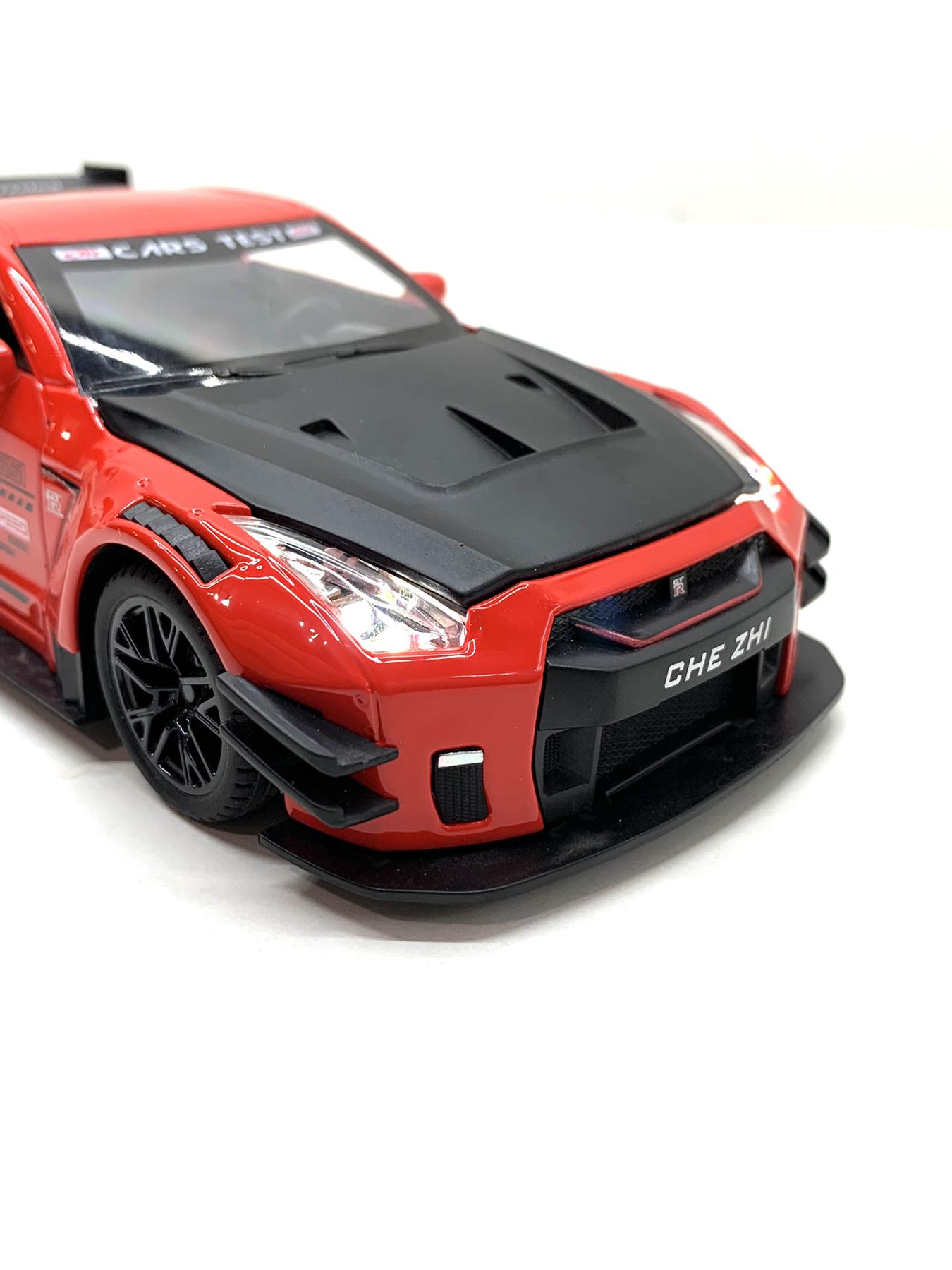 Машинка металлическая АвтоЭксперт Nissan Gtr 1:24 свет/звук Красный (GT-1502)