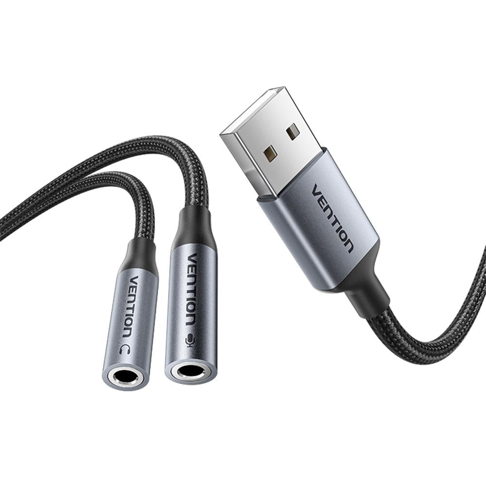 Звукова карта зовнішня Vention USB-A 2х3.5 мм 0.25 м Сірий (CVHHC)